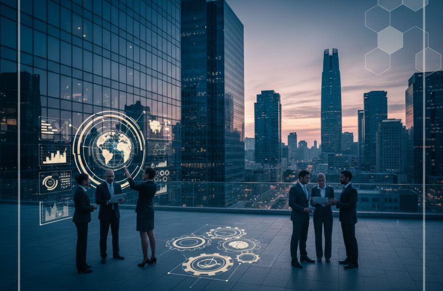 Firefly_Gemini Flash_Imagem para representar um curso de Administração em uma capa de um site. Imagem sem 643637