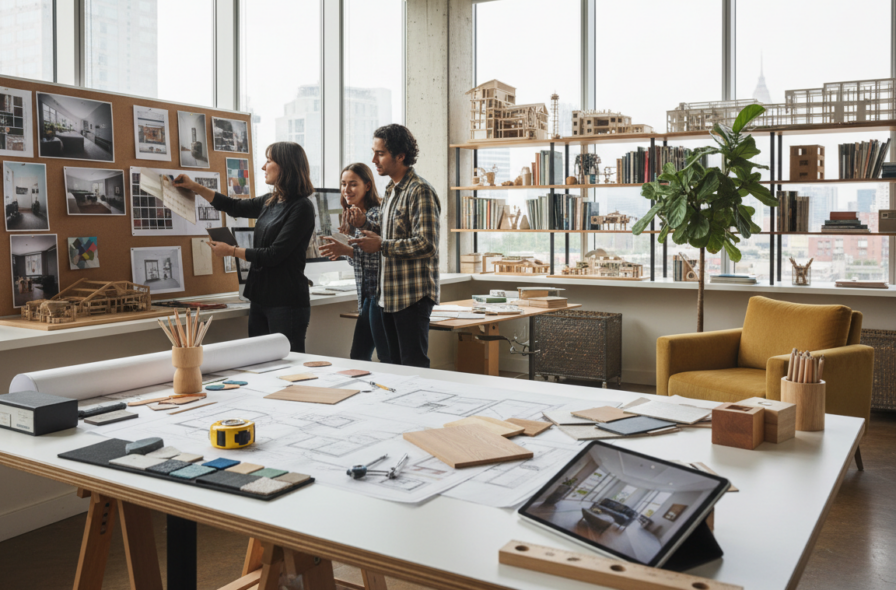 Firefly_Gemini Flash_Imagem para representar um curso de Design de Interiores em uma capa de um site. Imag 643637